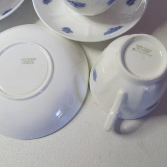 Adderley's CHELSEA Teacup Set Saucer BLUE Purple Tea cups Victorian Antique - Picture 5 of 5